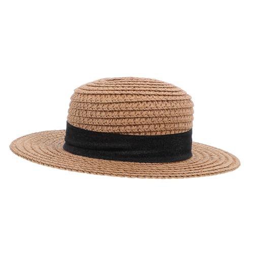 LABRIMP Mini Strohhut für Puppen Handgefertigt Flacher Oberteil Dekoratives Naturfarbenes Mini Hut Accessoire für Puppendekoration Fotoshooting und Spielzeugverzierung Vielseitig von LABRIMP