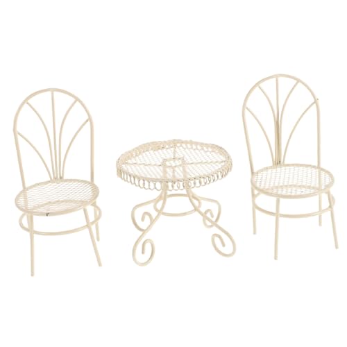 LABRIMP Mini-Tisch Und Stuhl-Set Märchenhausdekor Miniatur-puppenhauszubehör Feenhafte Gartenmöbel Feengartenzubehör Feenhaus Zubehör Tischspielzeug-Requisite Kleine Raummöbel von LABRIMP