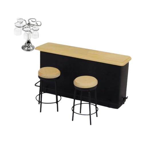 LABRIMP Miniatur Puppenhaus Bar Set mit Trinkgläsern und Barhockern Dekoration für Kinderzimmer und Puppenhaus Zubehör für Mini Hausliebhaber LABRIMP Miniatur Puppenhaus Bar Set mit Trinkgläsern und Barhockern Dekoration für Kinderzimmer und Puppenhaus Zubehör für Mini Hausliebhaber von LABRIMP