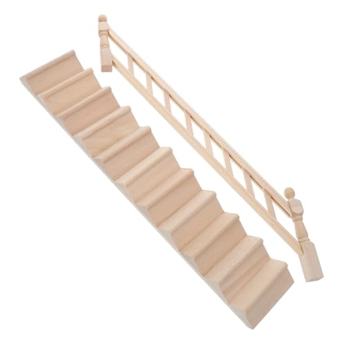 LABRIMP Miniatur Puppenhaus Treppe Handlauf aus Holz Unbemalt DIY Modell für Garten Puppenhaus von LABRIMP