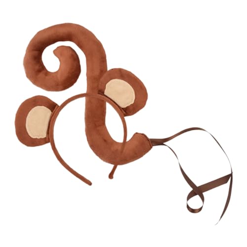 LABRIMP Monkey Kostüm Set mit Weichem Stirnband und Leichtes Affenohren Accessoire für Party Cosplay Karneval Tierkostüm Bequemes Stoffmaterial Realistische Dschungel Verkleidung von LABRIMP
