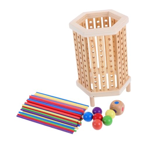 LABRIMP Montessori Holzspielzeug Bunte Stäbe Motorisches Geschick Lernspiel für Kleinkinder Familieninteraktion Tragbares Brettspiel Mathefarben und Räumlichem von LABRIMP