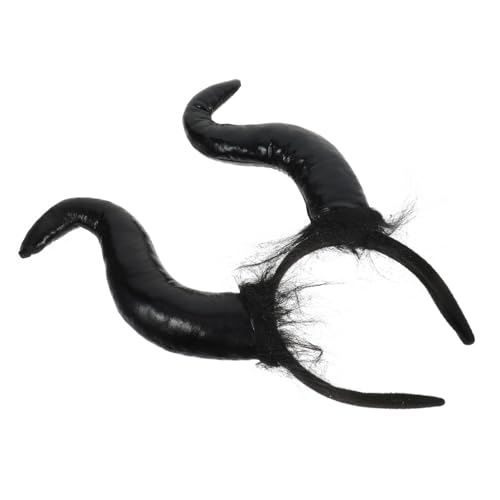 LABRIMP Ox Horn Haarreif Teufelshörner Halloween Party Accessoire Bequem und Langlebig für Karneval Cosplay und Verkleidungen Modisches Schwarzes Stirnband für Damen von LABRIMP