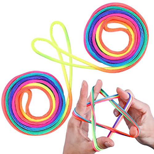 Fingertwist: Flexibles Fadenspiel für Kinder - Rainbow Rope, Ideal als Kleines Geschenk oder Mitgebsel, Länge 160cm von LABUYI