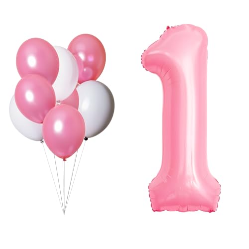 LAC Luftballon 1. Geburtstag Rosa - Set 5 Stück Luftballons Pink und 3 Stück Weiße Ballons - Zahlenluftballons 1 Geburtstag Deko Mädchen LAC Luftballon 1. Geburtstag Rosa - Set 5 Stück Luftballons Pink und 3 Stück Weiße Ballons - Zahlenluftballons 1 Geburtstag Deko Mädchen von LAC EVERYTHING EVERYWHERE