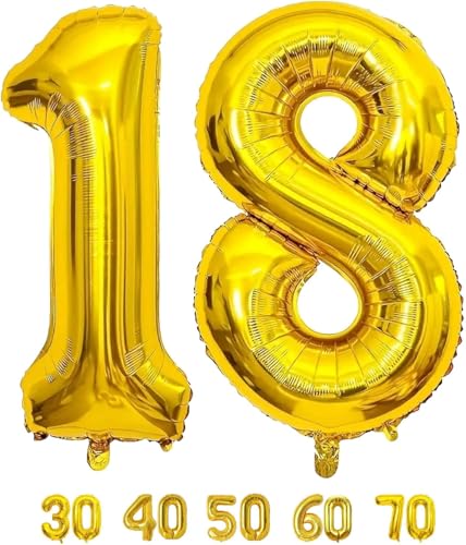 LAC Luftballon 18. Geburtstag Mädchen - Gold Zahlen Ballon 18 Geburtstag Männer und Frauen - Geburtstagsdeko Jubiläumsparty Dekoration LAC Luftballon 18. Geburtstag Mädchen - Gold Zahlen Ballon 18 Geburtstag Männer und Frauen - Geburtstagsdeko Jubiläumsparty Dekoration von LAC EVERYTHING EVERYWHERE
