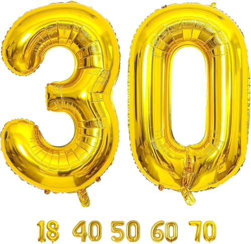LAC 30 Luftballon Zahl - Gold Luftballons Deko 30 Geburtstag Frau und Mann - Folienballon 30 Partydekorationen Jubiläum LAC 30 Luftballon Zahl - Gold Luftballons Deko 30 Geburtstag Frau und Mann - Folienballon 30 Partydekorationen Jubiläum von LAC EVERYTHING EVERYWHERE