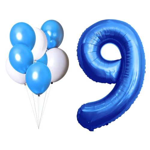 LAC Luftballon 9 Jahre Junge - Set 5 Stück Blau Ballons Und 3 Stück Weiße Ballons - Luftballons Kinder Geburtstag 9 Jahre Junge LAC Luftballon 9 Jahre Junge - Set 5 Stück Blau Ballons Und 3 Stück Weiße Ballons - Luftballons Kinder Geburtstag 9 Jahre Junge von LAC EVERYTHING EVERYWHERE