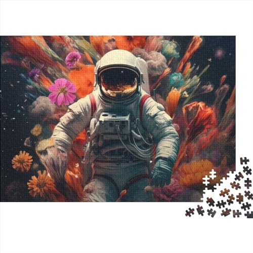 Astronaut mit Blumen Erwachsene Spaß 1000 Teile Puzzle Dekoration Stressabbau Spielzeug Intellektuelles Spiel Bildungsspiel 1000 Stück (75x50cm) von LACOXA