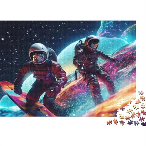 Astronauten-Surf-Puzzle für Erwachsene, lustiges 300-teiliges Spielzeug, Intellektuelles Spiel, Dekoration, Bildungsspiel, Stressabbau, 300 Teile (40 x 28 cm) von LACOXA