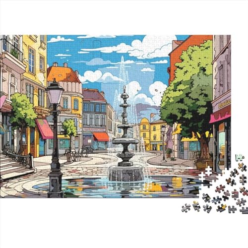 Straßenbrunnen 1000-teiliges Puzzle für Erwachsene, lustige Heimdekoration, Bildungsspiel, Spielzeug, Intellektuelles Spiel, hochwertig und langlebig, 1000 Teile (75 x 50 cm) von LACOXA