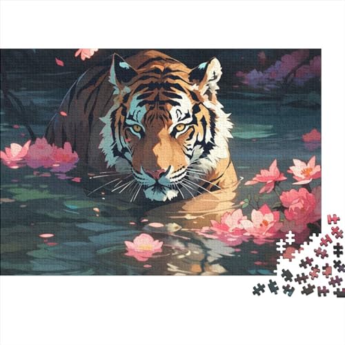 Tiger 1000 Teile für Erwachsene, lustiges Puzzle, Dekoration, Bildungsspiel, Spielzeug, Intellektuelles Spiel, Entspannung und Intelligenz, 1000 Stück (75 x 50 cm) von LACOXA