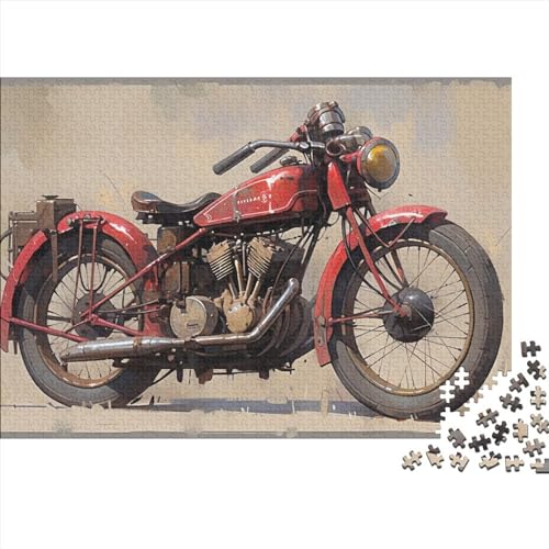Vintage-Motorrad-Puzzle für Erwachsene, unterhaltsam, 1000 Teile, Denkspiel, Lernspiel, Heimdekoration, Herausforderung, pädagogisch, 1000 Teile (75 x 50 cm) von LACOXA