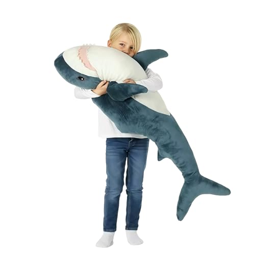 LADAMI 100cm-Riesen Hai Plüsch Tier Spielzeug ,Plüsch Hai Spielzeug Kissen, Stofftierhaie, weiches Hai-Kissen, Stofftier, Wurfkissen für Heimdekoration, Kindergeschenk LADAMI 100cm-Riesen Hai Plüsch Tier Spielzeug ,Plüsch Hai Spielzeug Kissen, Stofftierhaie, weiches Hai-Kissen, Stofftier, Wurfkissen für Heimdekoration, Kindergeschenk von LADAMI