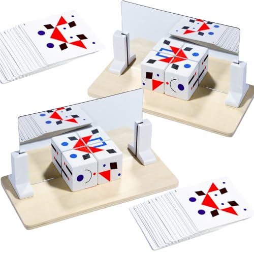 Holzmuster Puzzle Bausteine Muster Matching-Spiel Pädagogische Puzzles Spielzeug Brettspiele für Kinder und Erwachsene mit Spiegel von LADVATKIN