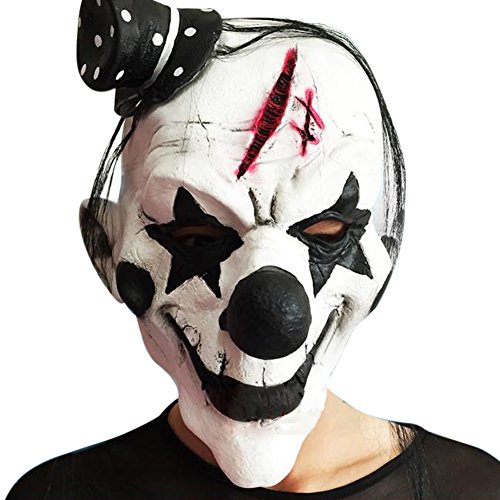 LAEMILIA Clown Maske Latex Halloween Party Kostüm Deko Killer Clown Maske Horror Fasching Zubehör (Schwarz-Weiß) von LAEMILIA