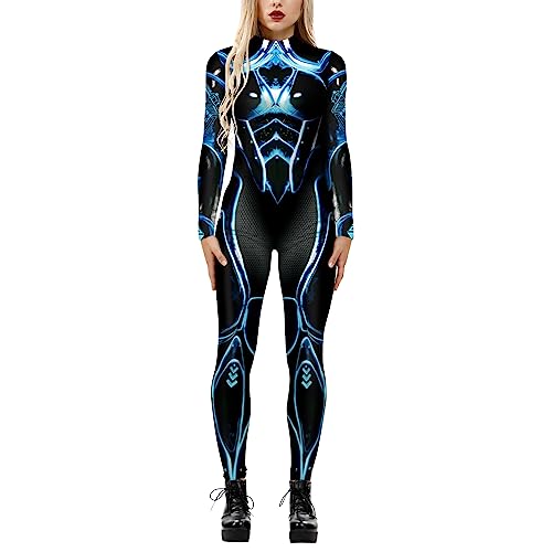 LAEMILIA Damen Herren Roboter Punk Jumpsuit Catsuit 3D-Druck Cosplay Kostüme Halloween Bodysuit Rollenspiel Karneval Party von LAEMILIA