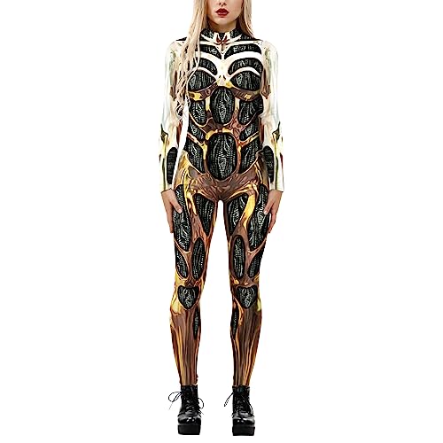 LAEMILIA Frauen Männer Roboter Punk Jumpsuit Catsuit 3D Druck Cosplay Kostüme Halloween Bodysuit Rollenspiel Karneval Party von LAEMILIA