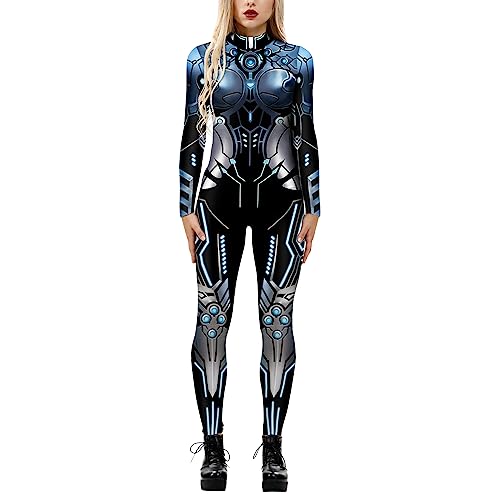LAEMILIA Frauen Männer Roboter Punk Jumpsuit Catsuit 3D Druck Cosplay Kostüme Halloween Bodysuit Rollenspiel Karneval Party von LAEMILIA