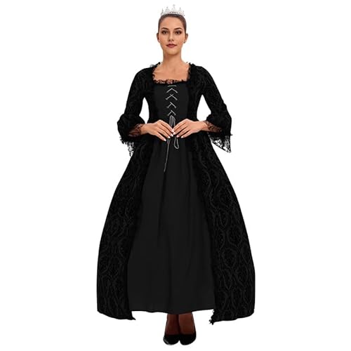 LAEMILIA Halloween-Kleid für Damen, mittelalterliches Kostüm, Vampirkönigin-Kleid, viktorianischer Stil, Hexenkleider, Gothic-Hexen-Outfit, historische Kleidung, Größen 36-52 (S-5XL) von LAEMILIA