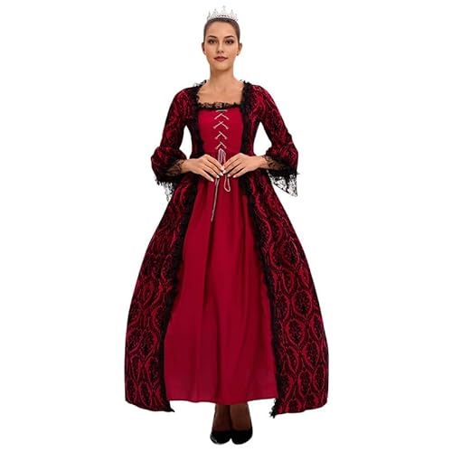 LAEMILIA Halloween-Kleid für Damen, mittelalterliches Kostüm, Vampirkönigin-Kleid, viktorianischer Stil, Hexenkleider, Gothic-Hexen-Outfit, historische Kleidung, Größen 36-52 (S-5XL) von LAEMILIA