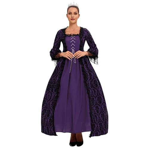 LAEMILIA Halloween-Kleid für Damen, mittelalterliches Kostüm, Vampirkönigin-Kleid, viktorianischer Stil, Hexenkleider, Gothic-Hexen-Outfit, historische Kleidung, Größen 36-52 (S-5XL) von LAEMILIA