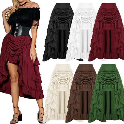 LAEMILIA Halloween-Kostüme für Erwachsene, Damen, Renaissance, gerüscht, gestufte Röcke, hohe elastische Taille, Kordelzug, mittelalterlicher Piratenrock, viktorianischer Stil, Kleidung, Größen 36-50 LAEMILIA Halloween-Kostüme für Erwachsene, Damen, Renaissance, gerüscht, gestufte Röcke, hohe elastische Taille, Kordelzug, mittelalterlicher Piratenrock, viktorianischer Stil, Kleidung, Größen 36-50 von LAEMILIA