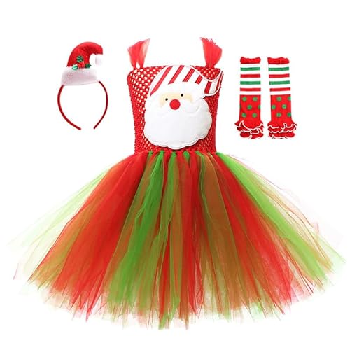 LAEMILIA Mädchen-Weihnachtskostüm für Kinder, ärmelloses Tüllkleid, mit Kapuze, Weihnachtsmannumhang, Weihnachtsbaum-Stirnband, Beinstulpen für kleine Mädchen im Alter von 2–12 Jahren LAEMILIA Mädchen-Weihnachtskostüm für Kinder, ärmelloses Tüllkleid, mit Kapuze, Weihnachtsmannumhang, Weihnachtsbaum-Stirnband, Beinstulpen für kleine Mädchen im Alter von 2–12 Jahren von LAEMILIA