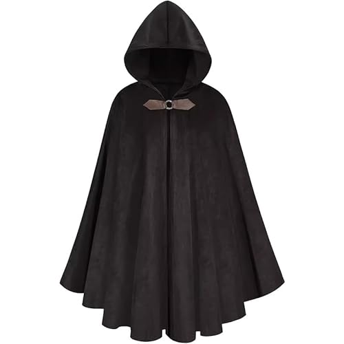 LAEMILIA Mittelalterliches Kostüm, Umhang für Halloween, mit Kapuze, Gothic, Hexe, Zauberer, Renaissance-Outfit, Vampir-Kostüm, Einheitsgröße von LAEMILIA