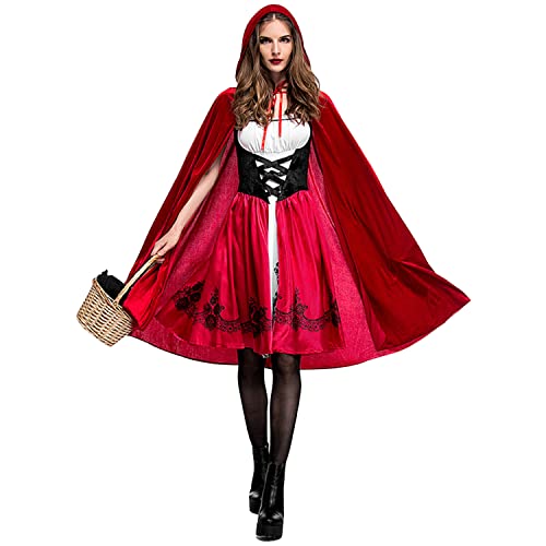 LAEMILIA Rotkäppchen Kostüm Damen klassische Rotkäppchen Kleid mit Umhang Cosplay Verkleidung für Halloween Karneval Fasching red 34 LAEMILIA Rotkäppchen Kostüm Damen klassische Rotkäppchen Kleid mit Umhang Cosplay Verkleidung für Halloween Karneval Fasching red 34 von LAEMILIA
