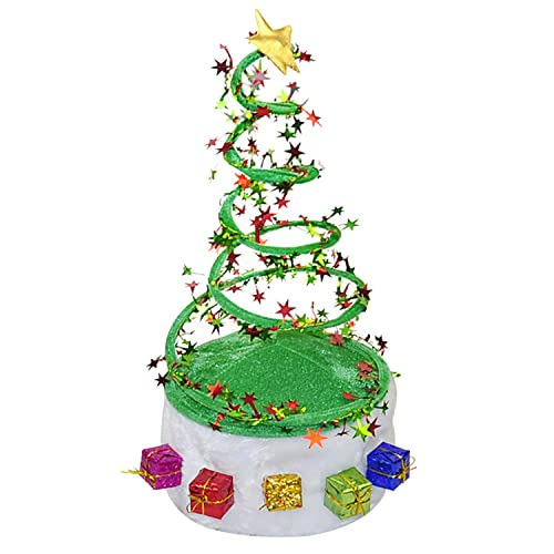 LAEMILIA Weihnachtsmütze Erwachsene Weihnachtsbaum Design Damen Herren Lustige Nikolausmützen Springende Spirale Nikolaus Mütze von LAEMILIA