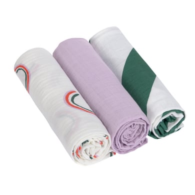 LÄSSIG Mulltücher L 3er Pack Happy Rascals lila 85 x 85 cm von Lässig
