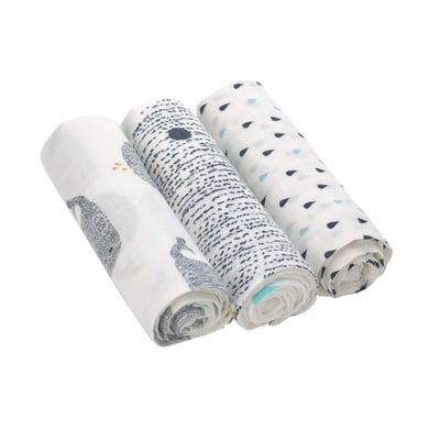 LÄSSIG Mulltücher L 3er Pack Little Water Whale Blue von Lässig