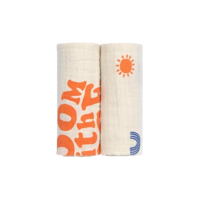 LÄSSIG Mulltücher M 2er Pack Blossom nature 60 x 60 cm von Lässig