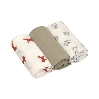 LÄSSIG Mulltücher M 3er Pack Little Forest Fox 60 x 60 cm von Lässig