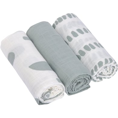 LÄSSIG Mulltücher M 3er Pack Strokes silver grey 60 x 60 cm von Lässig