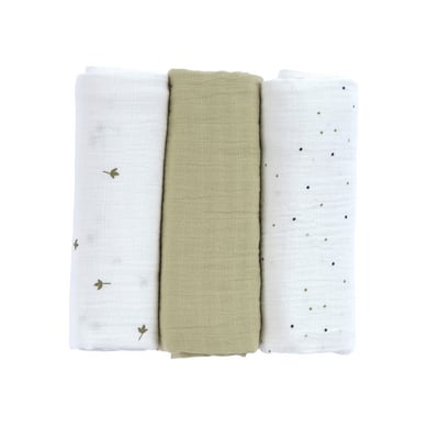 LÄSSIG Mulltücher Swaddle & Burp Blanket L GOTS Leave olive von Lässig