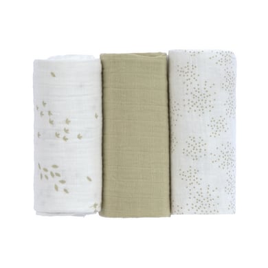 LÄSSIG Mulltücher Swaddle & Burp Blanket M GOTS Leave olive/milky von Lässig
