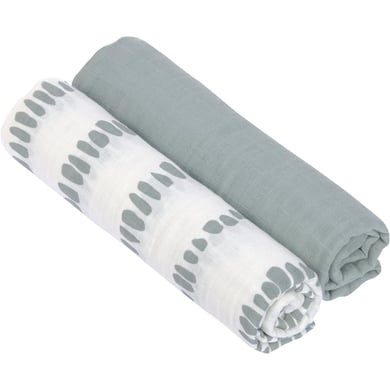 LÄSSIG Mulltücher XL 2er Pack Strokes silver grey von Lässig