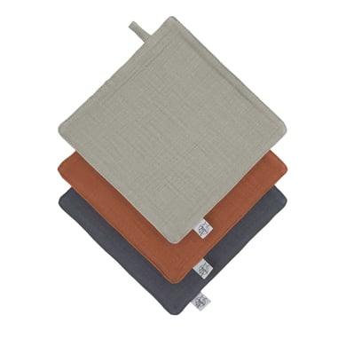 LÄSSIG Mullwaschlappen 3er Set oliv rostrot anthrazit LÄSSIG Mullwaschlappen 3er Set oliv rostrot anthrazit von Lässig