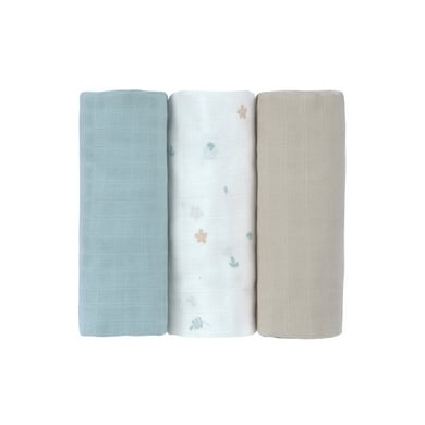 LÄSSIG Swaddle & Burp 3er-Pack Mulltücher L Floral von Lässig