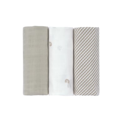 LÄSSIG Swaddle & Burp 3er-Pack Mulltücher L Rainbow von Lässig
