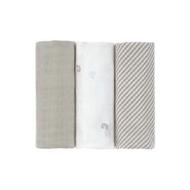 LÄSSIG Swaddle & Burp 3er-Pack Mulltücher L Rainbow von Lässig