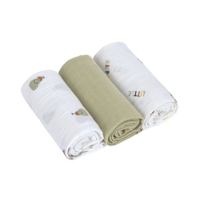 LÄSSIG Swaddle & Burp 3er-Pack Mulltücher M Happy Furits Pear von Lässig