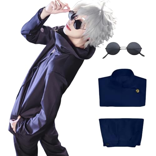 LAFUFU Gojo Cosplay-Kostüm, JJK, Toji-Fushiguro-Gegner-Kostüm, japanische Highschool-Uniform, Outfit für Halloween, Comic-con (Dunkelblau, Größe 3XL) von LAFUFU