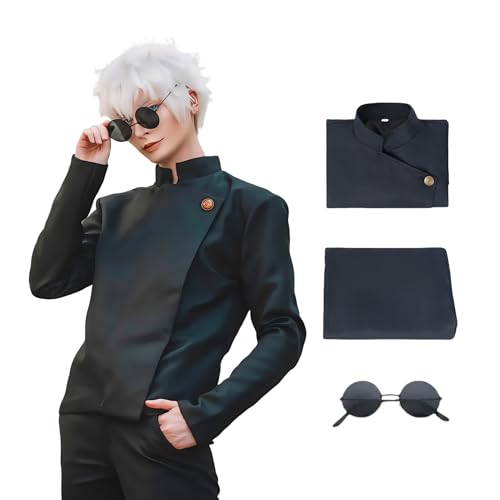 LAFUFU Gojo Cosplay-Kostüm, JJK, Toji-Fushiguro-Gegner-Kostüm, japanische Highschool-Uniform, Outfit für Halloween, Comic-con (Schwarz, Größe 3XL) von LAFUFU