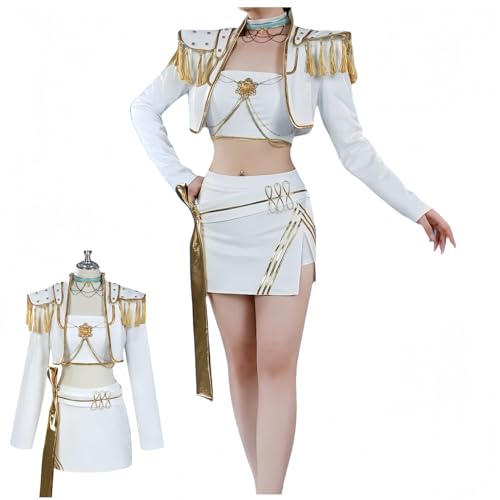 LAFUFU Kpop Cosplay-Kostüm, K-Pop-Cosplay-Outfit, komplettes Set mit Kettenzubehör und Gürtel, Damen-Kostüm für Halloween, Karneval, Party (Set 2, S) von LAFUFU