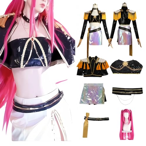 LAFUFU Kpop Cosplay-Kostüm, Paillettenjacke mit Quasten-Anhänger und kurze Hose, Damen, Halloween, Karneval, Faschingskostüm, Outfits für Bühnenauftritte und Comic-Con (Schwarz + Gelb, S) von LAFUFU