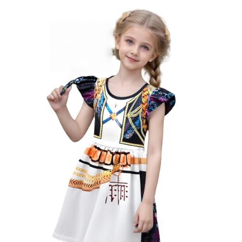 LAFUFU Kpop Cosplay-Kostüm für Mädchen, buntes Kleid mit 3D-Druck für Halloween, Weiß, 110 von LAFUFU