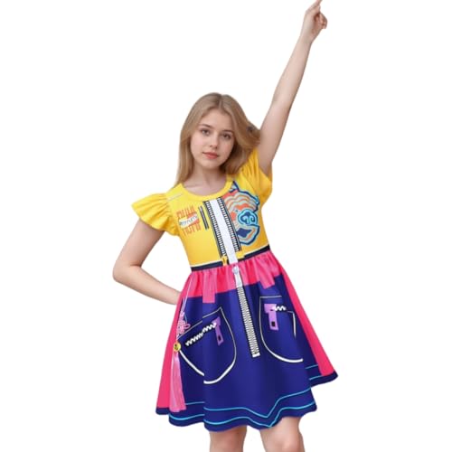 LAFUFU Kpop Cosplay-Kostüm für Mädchen, buntes Kleid mit 3D-Druck für Halloween (Gelb, 130) von LAFUFU